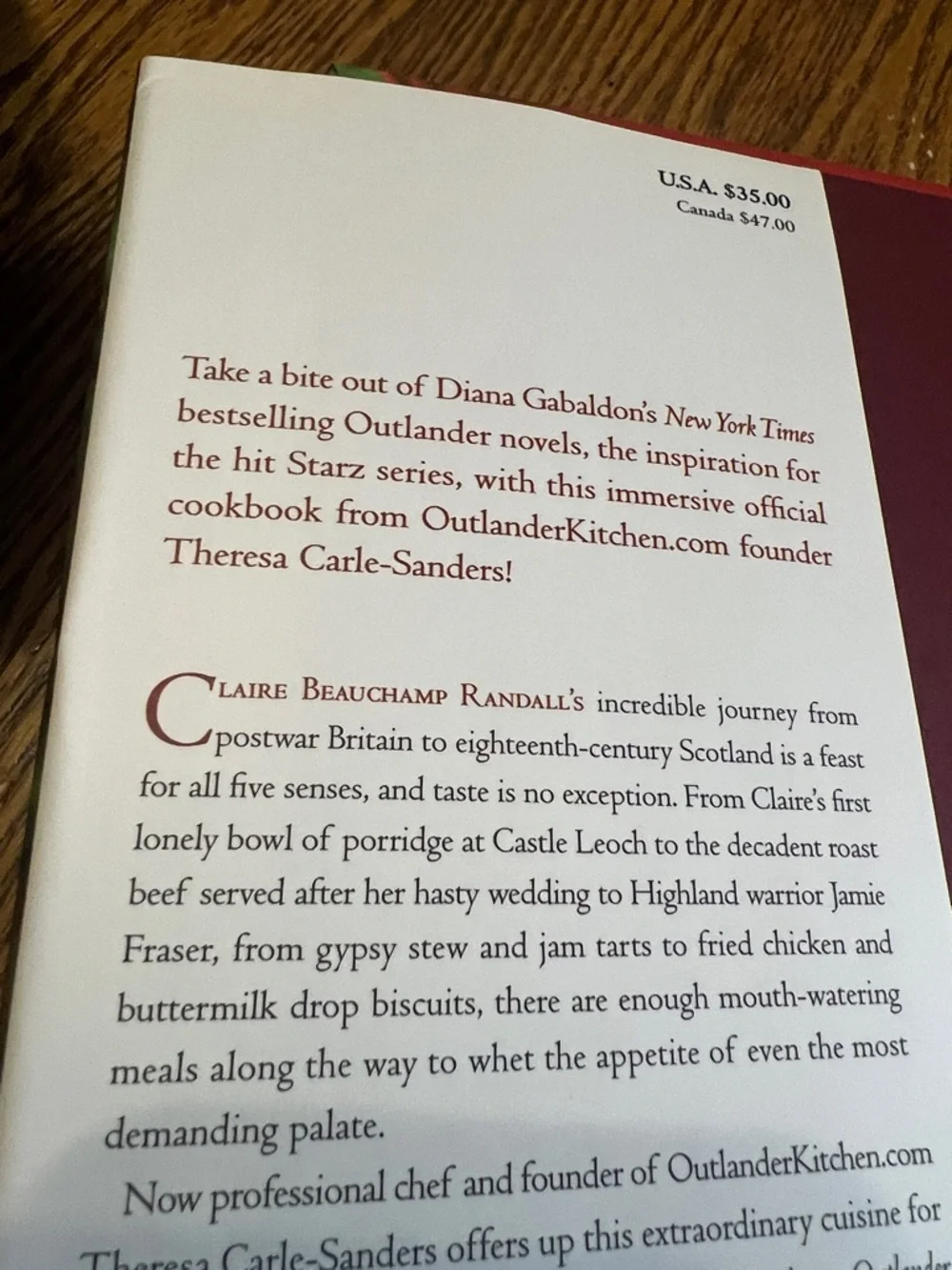 Outlander Kitchen Cookbook by Theresa Carle-Sanders - Red Cover
